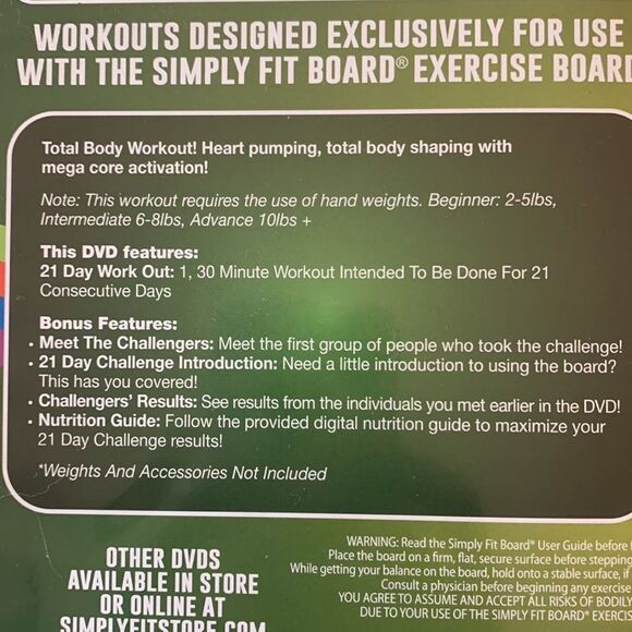Simply Fit Board Workout DVDs - 21 Day Challenge Core & Buns DVD, Low Im… - Picture 3 of 12